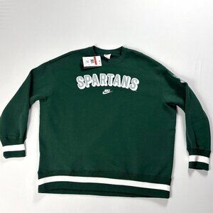 Michigan State Nike Womens Legacy Crewneck Sweatshirt Green L Spartans NWT New